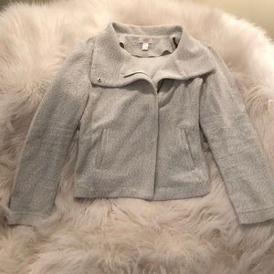 Loft grey and white tweed like moto jacket
